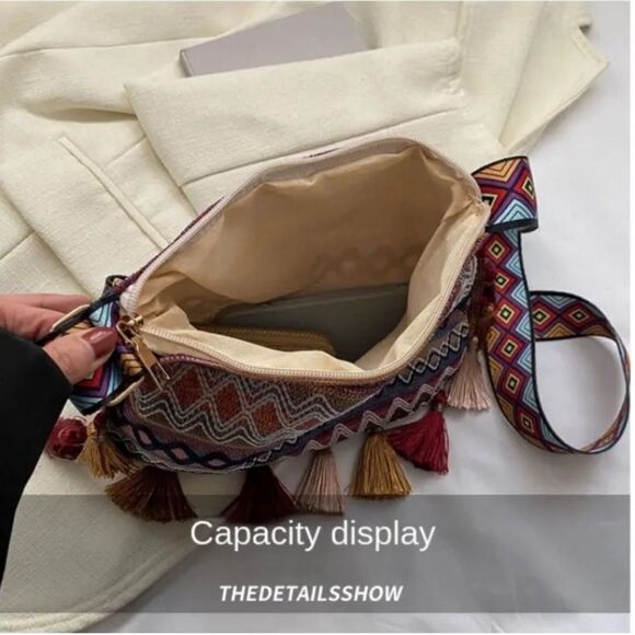 Hippie Boho Tassel Crossbody Purse Bag - Picture 4 of 4